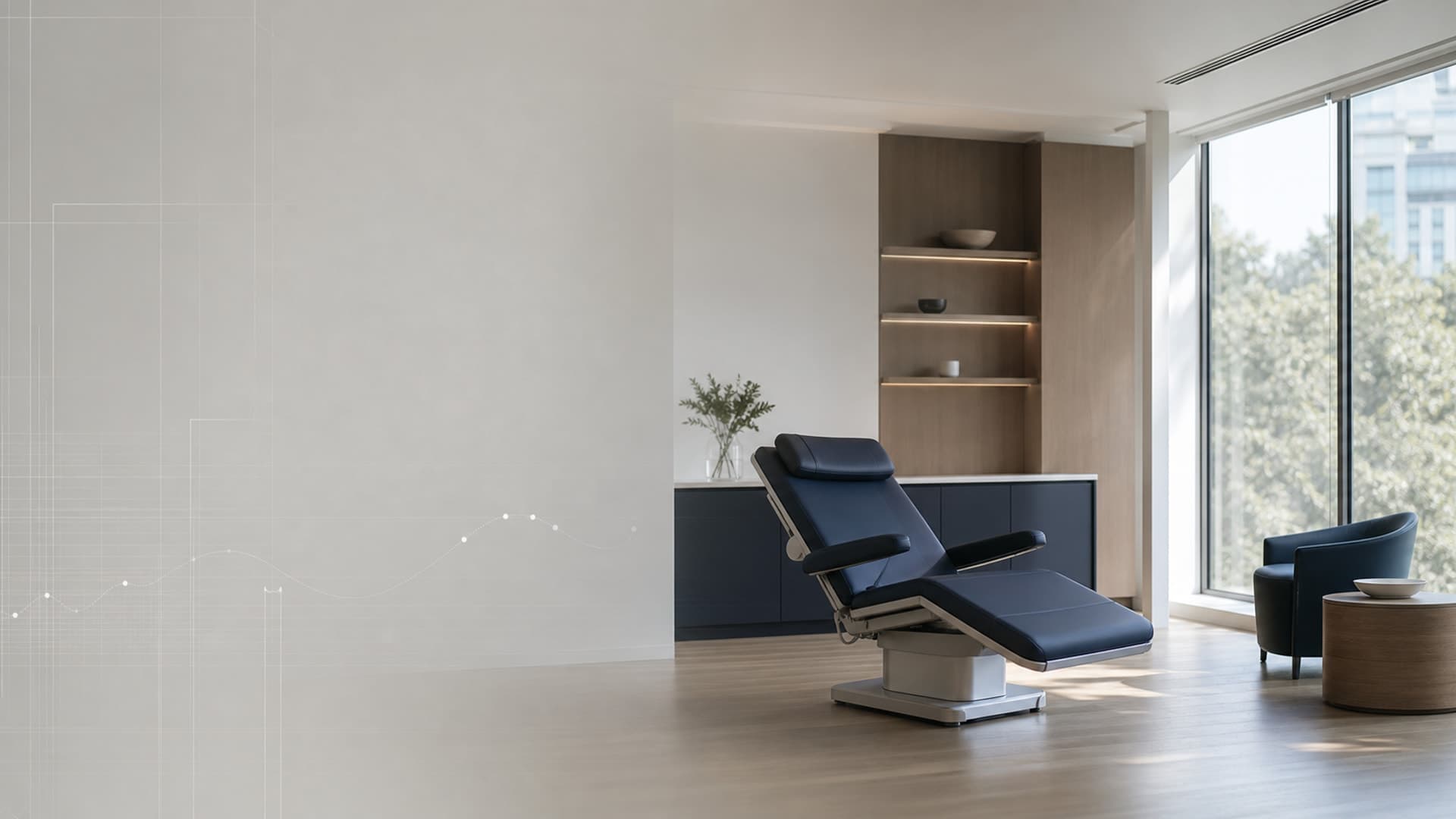 A private screening room prepared for a same-day health check