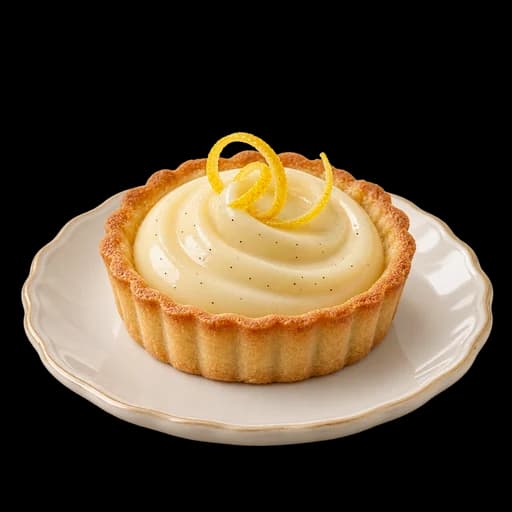 Vanilla cream tartlet finished with lemon zest
