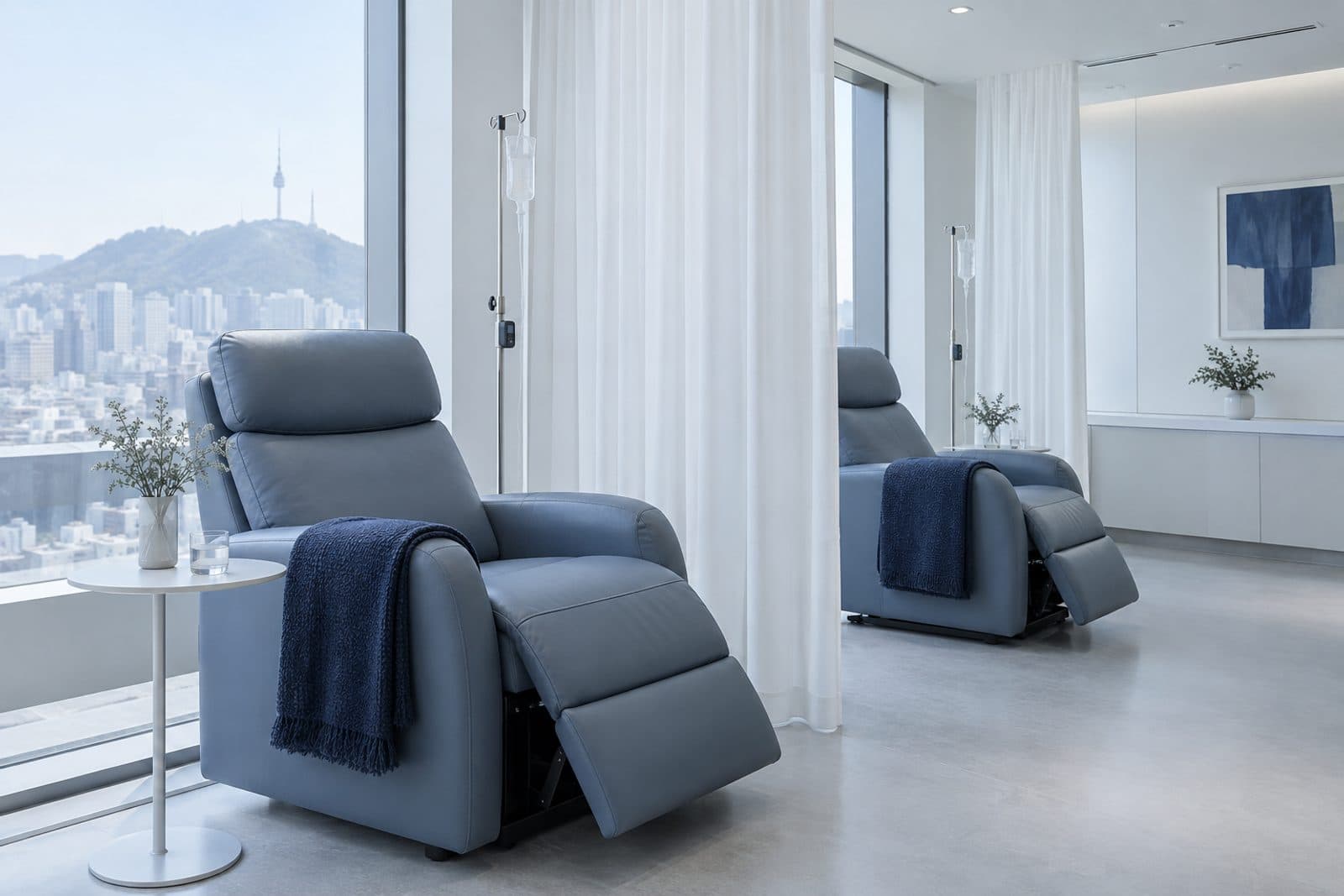 회복 라운지의 소파