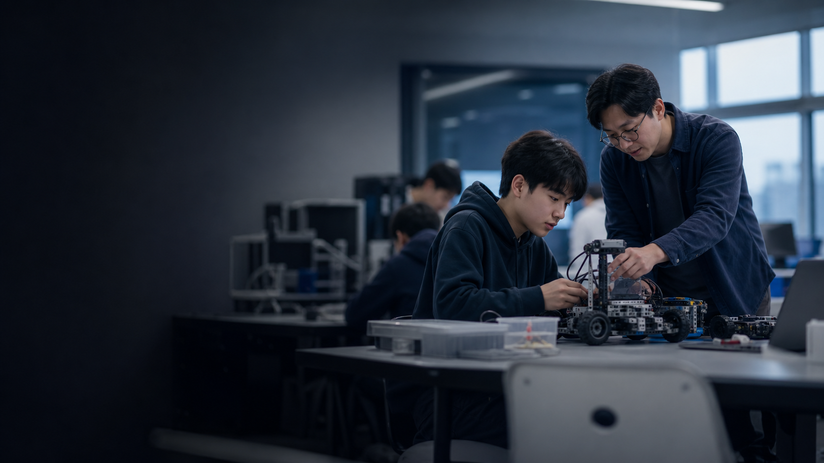 A Youth in Tech workshop participant working with a robotics kit